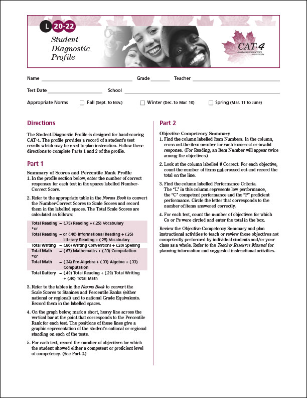 CAT4 Lv20-22 Diagnostic Profile