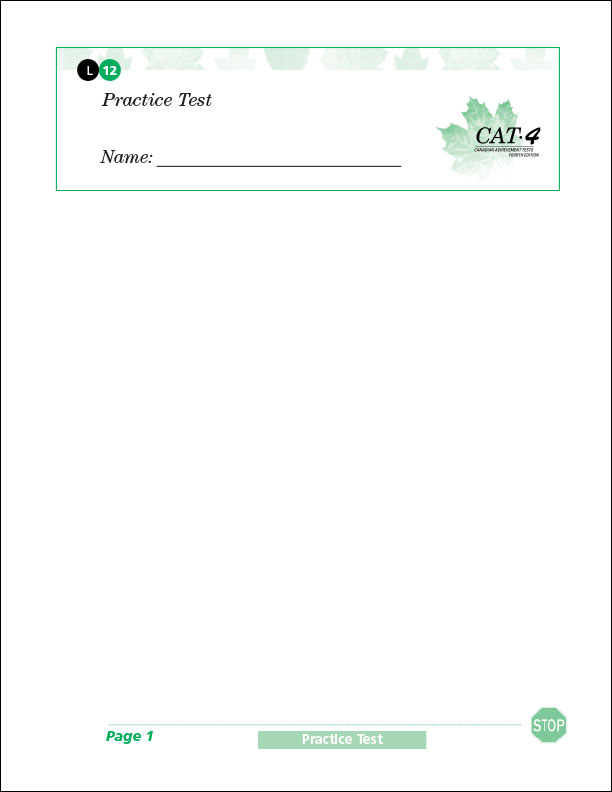CAT4 Lv12 Practice Test