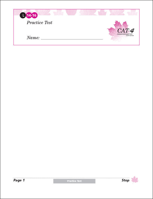 CAT4 Lv14-16 Practice Test