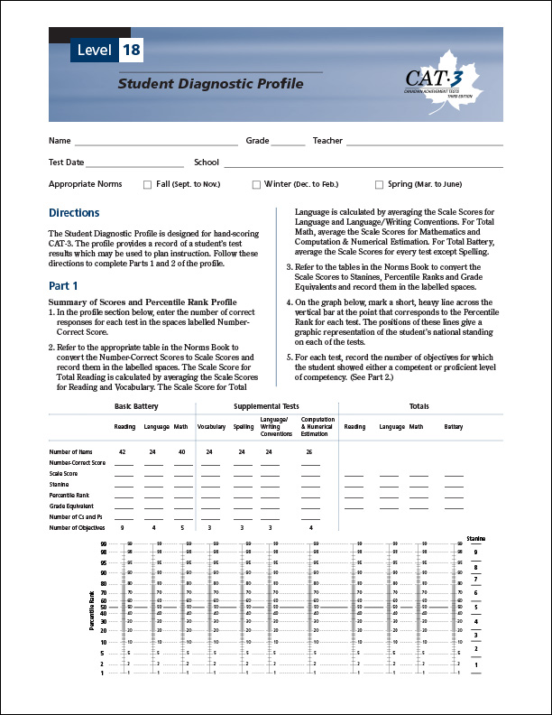 CAT3 Diagnostic Profile Lv18